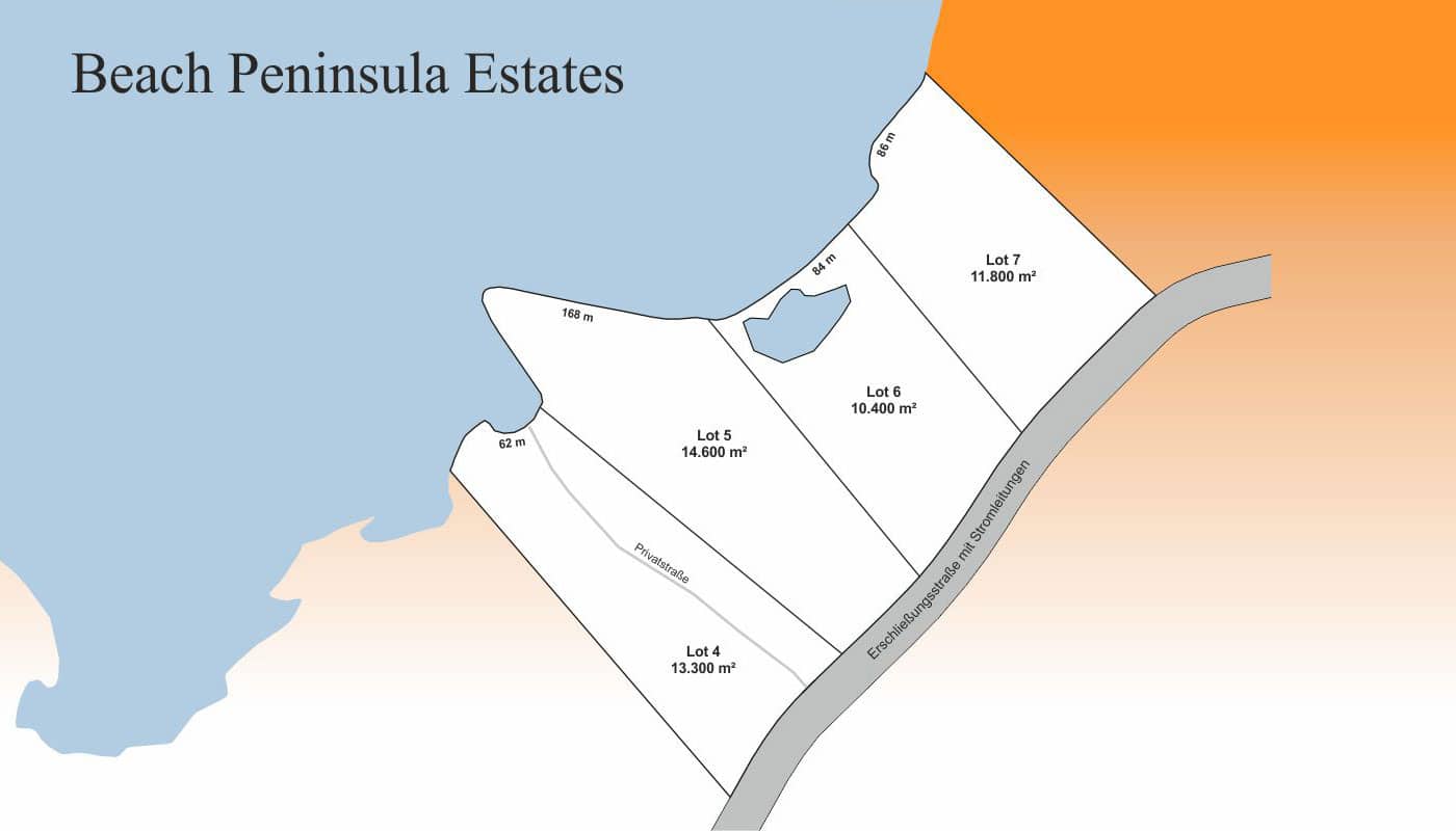 Immobilien Kanada - Nova Scotia - Canadian Pioneer Estates Ltd. - Beach Peninsula Estates - Karte Lots 4-7