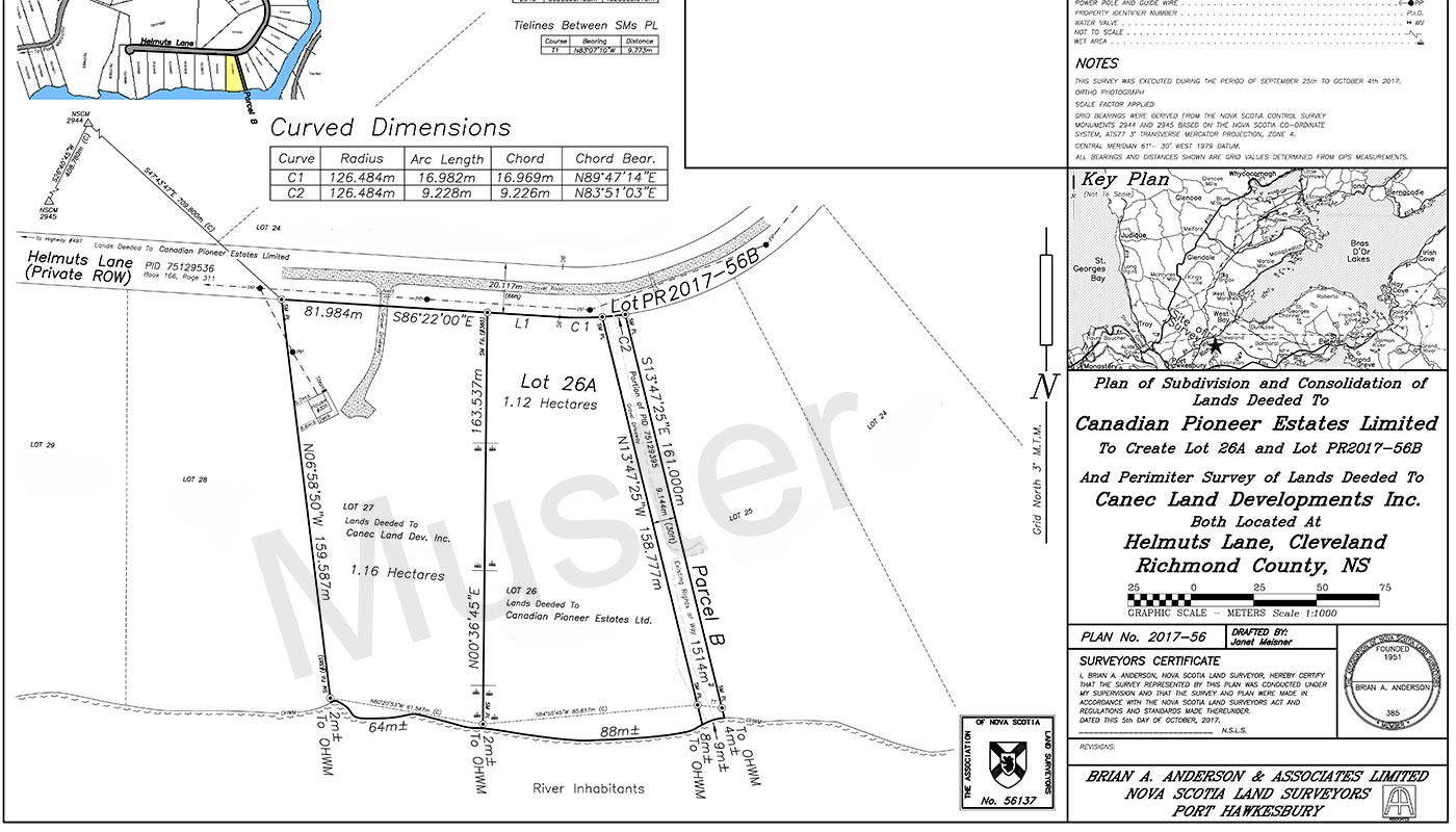 typischer Vermessungsplan bei Canadian Pioneer Estates Ltd.