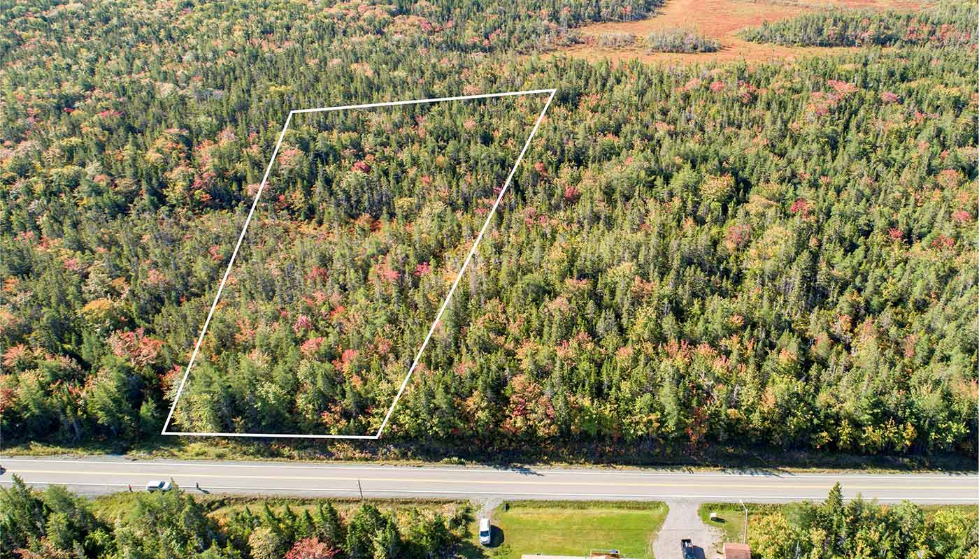Immobilien Kanada-Cape Breton-Redbird Estates Lot 4-Drohnenaufnahme mit Grundstücksgrenzen