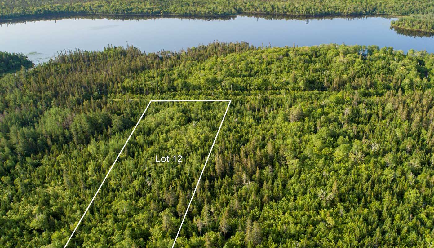 Immobilien Kanada - Cape Breton - Fishing Lake Estates Lot 12 - Luftaufnahme mit Grenzen