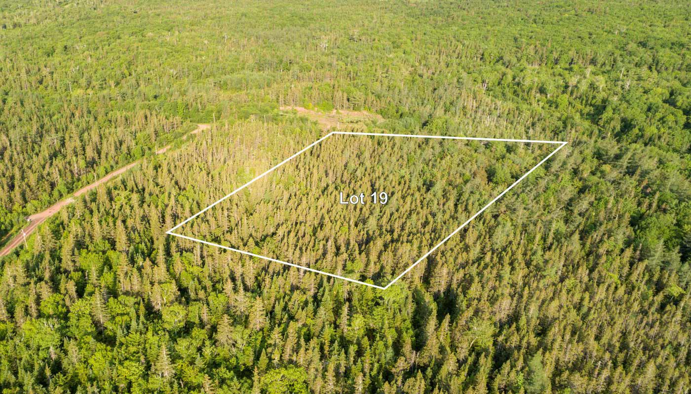 Immobilien Kanada - Cape Breton - Fishing Lake Estates Lot 19 - Grenzen in Luftaufnahme eingezeichnet
