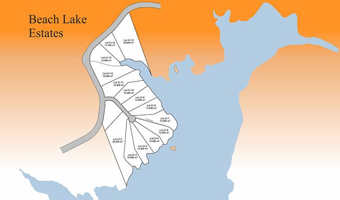 Übersichtskarte Beach Lake Estates Grundstücke