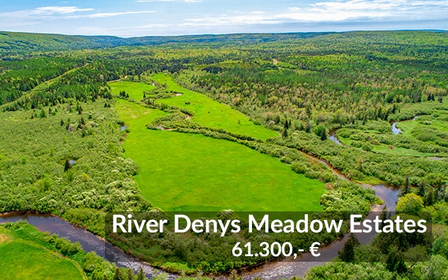 Immobilien Kanada: Canadian Pioneer Estates Luftaufnahme River Denys Meadow Estates