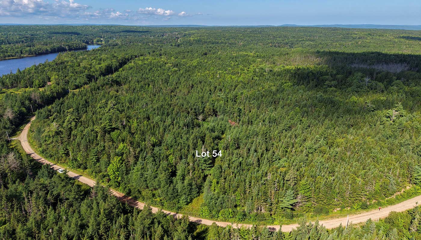 Luftaufnahme von Kayak Estates Lot 54 an der Erschließungsstraße